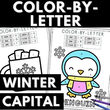 Winter Color by Code | Uppercase Letter Recognition | Tracing Winter Words