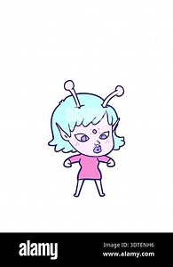 stretching up animation of a pretty cartoon alien girl Stock Video Footage - Alamy