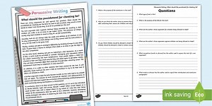 Persuasive Writing: What Should the Punishment for Cheating be? Worksheet