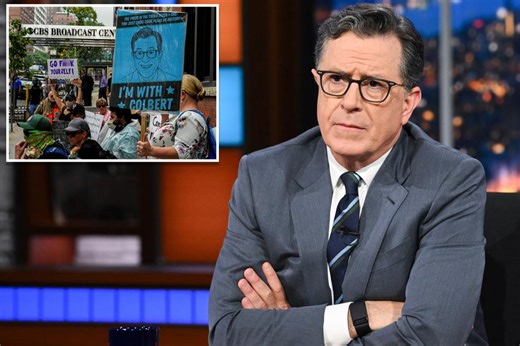 NYC’s ‘We’re With Colbert’ rally for late-night host is a bust with just 20 protesters