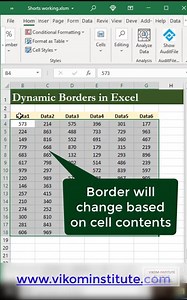 🚀 Excel Tip of the Day 🎉 Add borders dynamically with Conditional Formatting! ✨ Here’s how: 1️⃣ Select the range of cells. 2️⃣ Go to Home > Conditional Formatting > New Rule. 3️⃣ Choose "Use a formula to determine which cells to format." 4️⃣ Enter your condition (e.g., =A1>100). 5️⃣ Click Format > Border, set your style, and click OK. Now, borders will auto-apply when conditions are met! 🟩🖌️ #ExcelTips #ConditionalFormatting #ExcelMagic | Excel By Vikal
