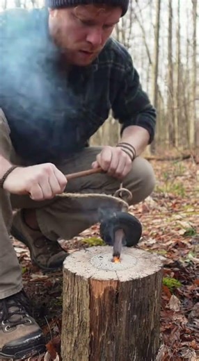 Creating Fire Using Friction With A Wooden Stick Fast And Easy #survival #campfire #outdoors