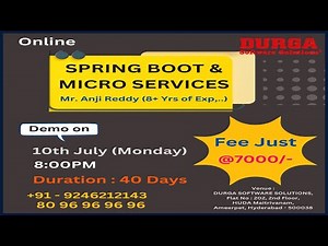 SPRING BOOT & MICRO SERVICES Online Training @ DURGASOFT