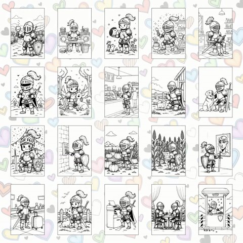 100 Knights Coloring Pages | A4 Printable PDF | Instant Download - Etsy