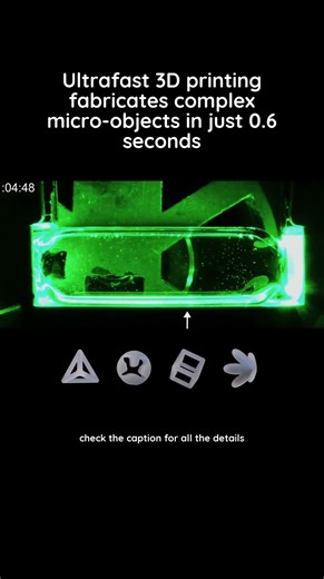 Ultrafast volumetric 3D printing method fabricates sharp, complex micro-objects in just 0.6 seconds