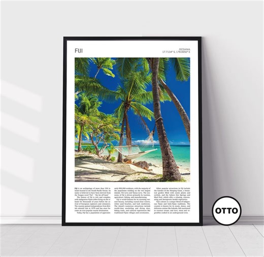 Fiji Wall Art | Fiji Islands Artful Travel Poster Print Photo | Tropical Island Landscape | Oceania - Etsy