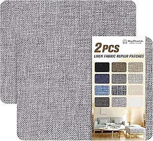 Coarse Linen Repair Patches, Self-Adhesive Linen Fabric Patches, 8X11 inch 2 PCS, Multi Color, Can be Used for Linen Sofa Repair (8" x 11"-2PCS,Light Grey)