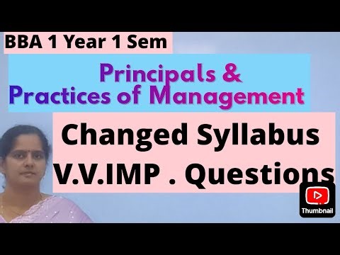 BBA 1 Year 1 Sem Principals and Practices of Management changed Syllabus important units