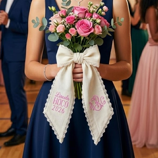 Custom Name Ribbon for Prom & Graduation Flowers, Embroidered Bouquet Sash - Etsy