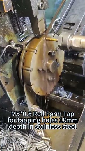 M5 roll form tap machining stainless steel process.#tappingtool #threadformingtap #metalworking