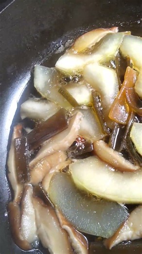 #新メニュー夕顔タケノコわかめ椎茸の煮物