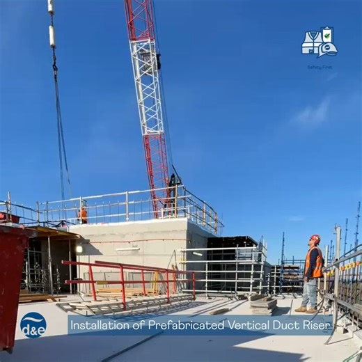 D&E Air Conditioning on Instagram: "This footage shows part of the fast and efficient installation of a prefabricated vertical duct riser module by D&E on-site at the recently completed LIV Albert Fields project – a Mirvac Constructions BTR development, which targets a NatHERS average of 7.5 stars. The installation of prefabricated vertical services risers such as this duct riser module often provides invaluable time, cost and safety benefits to our clients and site construction teams. Benefits 