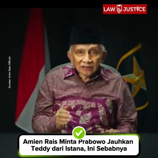 Usai pernyataan terbaru dari Ketua Majelis Syura Partai Ummat, Amien Rais, kontroversi seputar Sekretaris Kabinet (Seskab), Teddy Indra Wijaya kembali memanas. Selengkapnya baca: https://www.law-justice.co/artikel/205325/amien-rais-minta-prabowo-jauhkan-teddy-dari-istana-ini-sebabnya/