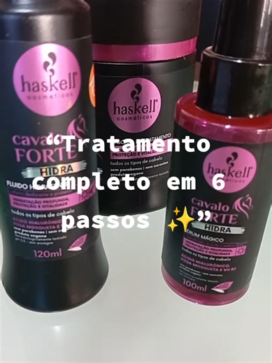 Kit Haskell Cavalo Forte Hydra – 6 Itens ✨ Tratamento completo para cabelos fracos, quebradiços e ressecados. A linha Cavalo Forte Hydra promove hidratação intensa, mais força, maciez e brilho desde a primeira aplicação. ✔ Shampoo ✔ Condicionador ✔ Máscara hidratante ✔ Fluido hidratante ✔ Sérum mágico ✔ Protetor multifuncional Perfeito para quem busca fios mais resistentes, alinhados e com aparência saudável no dia a dia. #haskell #CavaloForte #CavaloForteHydra #tiktok #viral