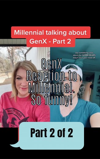 29K reactions · 1.9K shares | Part 2 of 2: GenX reaction to a millennial’s view of us 藍. How accurate do u think he is? We aren’t THAT sarcastic! 藍 We wouldn’t really bite someone’s head off 路‍♀️ #genx #millennial #xennials #generationgap #sofunny #the80s #childhood | Laura Wise | Facebook
