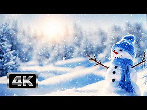 Happy Snowman v.3 - 1 Hour Christmas Snowfall Screensaver with Relaxing Christmas Music 4K