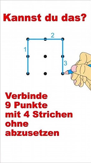 9 Punkte mit 4 Strichen ohne abzusetzen verbinden