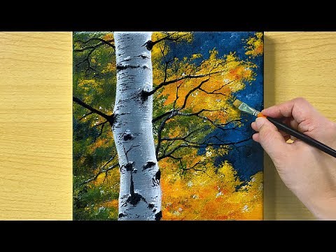 Birch Tree painting / Acrylic Painting for Beginners / STEP by STEP #295 / 자작나무 아크릴화
