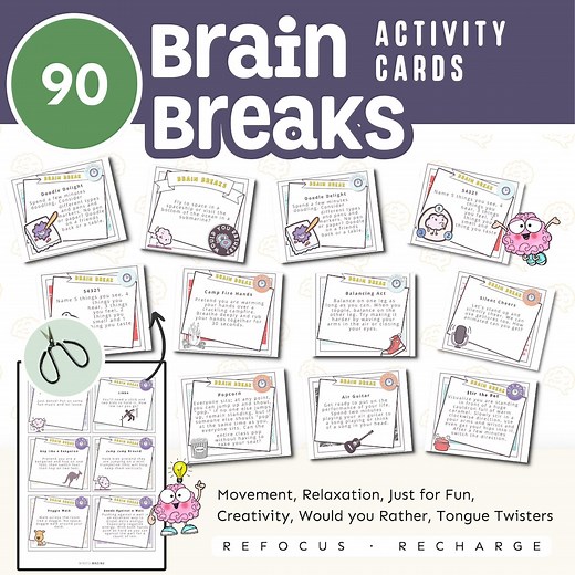Brain Breaks Cards for Kids | Classroom Management | Movement Breaks | Mindfulness Cards - Etsy