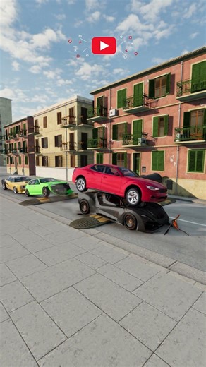 Speed Bump Trap! Cars Pass… Then Cannons Launch the Ambulance! 🚑💥 #beamngdrive #shorts