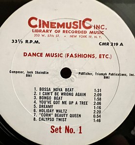 Jack Shaindlin - Dance Music (Fashions, Etc.) / Jazz (Rock 'N' Roll, Etc.)