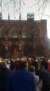 The ghostly sound of the air raid siren accompanied by The Last Post marking the two minute silence at Chester Cathedral earlier. | Chester's Dee Radio | Facebook