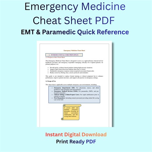 Emergency Medicine Cheat Sheet PDF | EMT & Paramedic Quick Reference | ABCDE Assessment Guide - Etsy UK