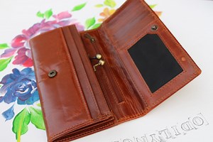 Tan Leather Kisslock Wallet: Large Coin Purse Clutch - Etsy