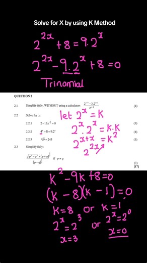 Advanced Math: Solve for X Using the K Method
