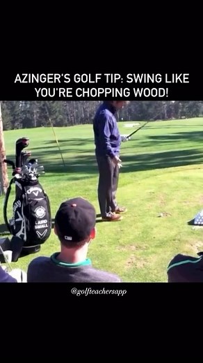 GolfTeachers on Instagram: "🪓 Azinger’s “Axe Swing” Golf Tip: Chop Your Way to Better Golf! 🪓 Ever wonder how to get that crisp, powerful swing like Paul Azinger? He’s got a unique tip: imagine you’re squaring an axe to a tree! 🌳 This helps you: ✅Stay committed to your swing. No falling back! Just like you wouldn’t hesitate when chopping wood. ✅Maintain proper weight shift. Your body naturally moves correctly when you visualize this action. ✅Generate more power. The “axe swing” promotes a str