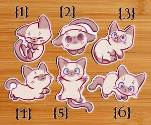 Cute Seal Point Siamese Cat Stickers | Soft Colored - Glossy and Holographic Lamination - Etsy