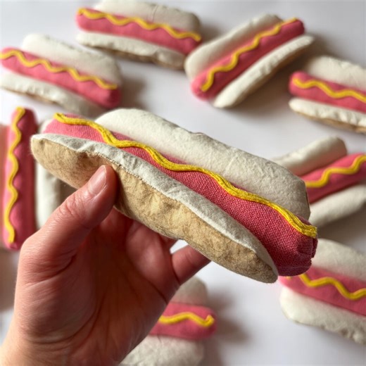 Plush Hot Dog for Kids Play Kitchen - Handmade With Upcycled Fabric - Mustard Only - Etsy
