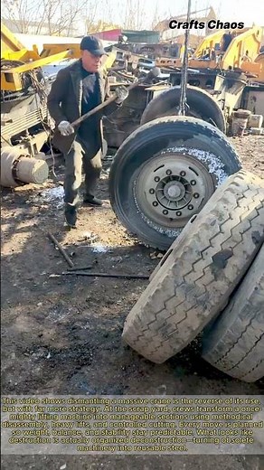 Massive Crane Dismantling Process | Heavy Equipment Scrap Yard Action