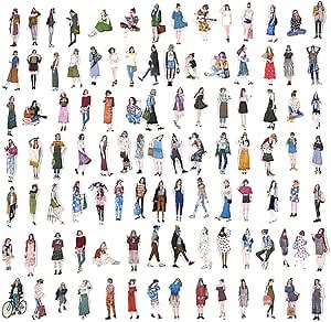 200pcs People Stickers, DaKuan People Stickers for Journaling Scrapbooking Fashion Girl Scrapbook Sticker for Journaling, Bullet Journals Supplies DIY Craft