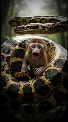 Monkey Trapped by Python! Rescue Team to the Rescue!#shorts#animals#rescuanimals#monkey#python#snake
