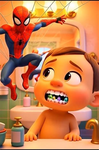 Spider Man and the Germ Monsters -Clean Teeth Story for Kids #learningforkids #brushyourteeth