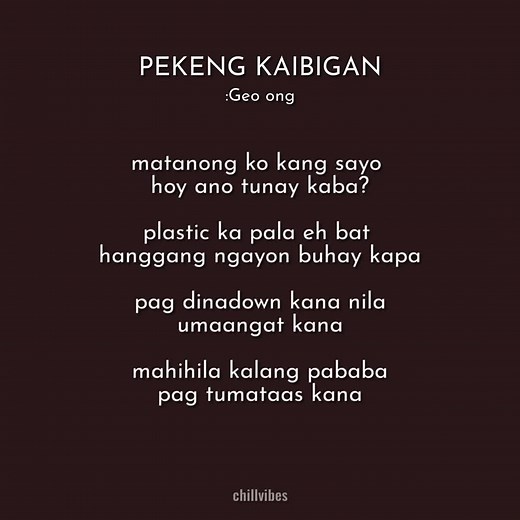 Pekeng Kaibigan Part II: Lyrics Analysis