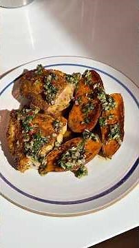 chicken thighs and sweet potatoes for dinner!