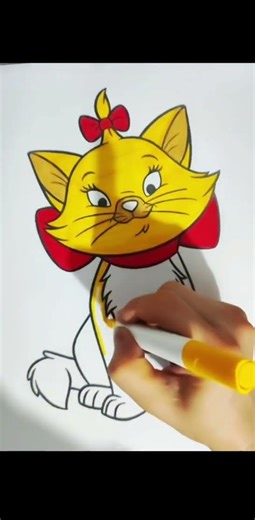Coloring a Cute Ginger Cartoon Cat with a Red Bow 🐱🎀✨|ColoringMell