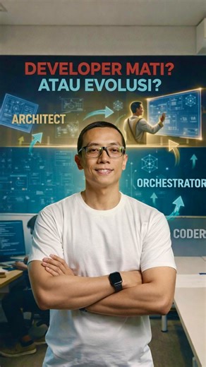 Sandhika Galih - Belajar Coding | Rame banget berita di mana2 kalo katanya developer itu sekarang udah diganti sama AI. Bener ga sih?? Developer di Era AI itu gak akan mati... | Instagram
