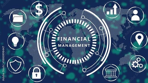 Financial management concept with digital map and interconnected for planning, analysis, and global business operations