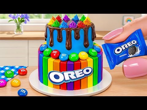 Making a Colorful Oreo Mini Cake 🍰💙 | Rainbow M&M Decoration ASMR