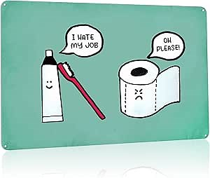 Bathroom Wall Decor, Restroom Decor, Funny Bathroom Signs, Suitable for the Room, Man Cave, Pool, or Family, Metal Sign Dimensions are 12x8 Inches, With 4 Holes for Easy Hanging