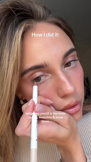 (Anzeige) Big eyes/ doe eyes makeup tutorial 💕 using @UND GRETEL products: HOLT EYE PENCIL beige IMBE EYE SHADOW seashell IMBE EYE SHADOW lavender grey HOLT EYE PENCIL black TINCTE LIQUID EYELINER black WINT MASCARA (c0de: LARISSA20) they‘re all 100% organic certified & vegan 🫶🏻