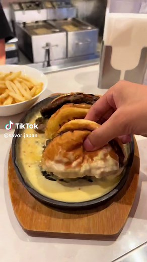 Cheese-Dipped Burger at American Diner ANDRA in Tokyo