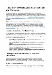 The Future of Work AI and Automation in the Workplace (1) - SlideServe