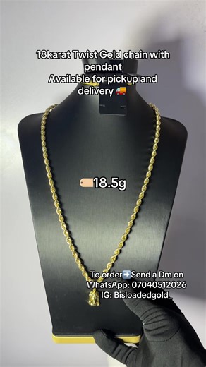 18karat Twist Gold chain ✨Available for instant pickup and delivery 🚚 PRICE : GRAM: 18.5g Order Now⬇️ * WhatsApp: Link in bio / 07040512026 * Instagram: @Bisloadedgold_ DELIVERY ⬇️ * Lagos : 24hrs(same day delivery) * Nationwide : 1-3days( depending on location) * WORLDWIDE SHIPPING 🌎 💰 Gold rate not fixed 💎 Real Value. Pure Gold. #lagosgoldseller#goldsellerinlagos#goldsellerinibadan#goldvendorinbenincity#bisloadedgold