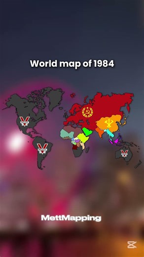 World map of 1984 #1984 #georgeorwell #history #subscribe #mapping #politics #map #geography #ahhhh