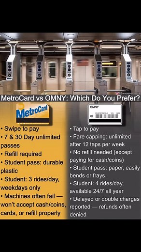 TransitAction on Instagram: "MetroCard vs OMNY — Which one do you prefer? 🤔 Swipe or tap? NYC transit keeps changing but not everyone agrees which one is better. Share your opinion below 👇 #TransitAction #MTA #MetroCard #OMNY #NYCTransit #SubwayLife #TransitTalk #SwipeOrTap #StudentMetroCard #TransitLife #DailyCommute #PublicTransit #TransitDebate #NYCRiders #UrbanTransit #NYCSubway #CityTransit #TrainEnthusiast #NewYork #NY #NewYorkCity #NYC"