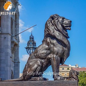 [Hot Item] Large Antique Brass Animal Sculpture Black Bronze Lion Statue for Palace